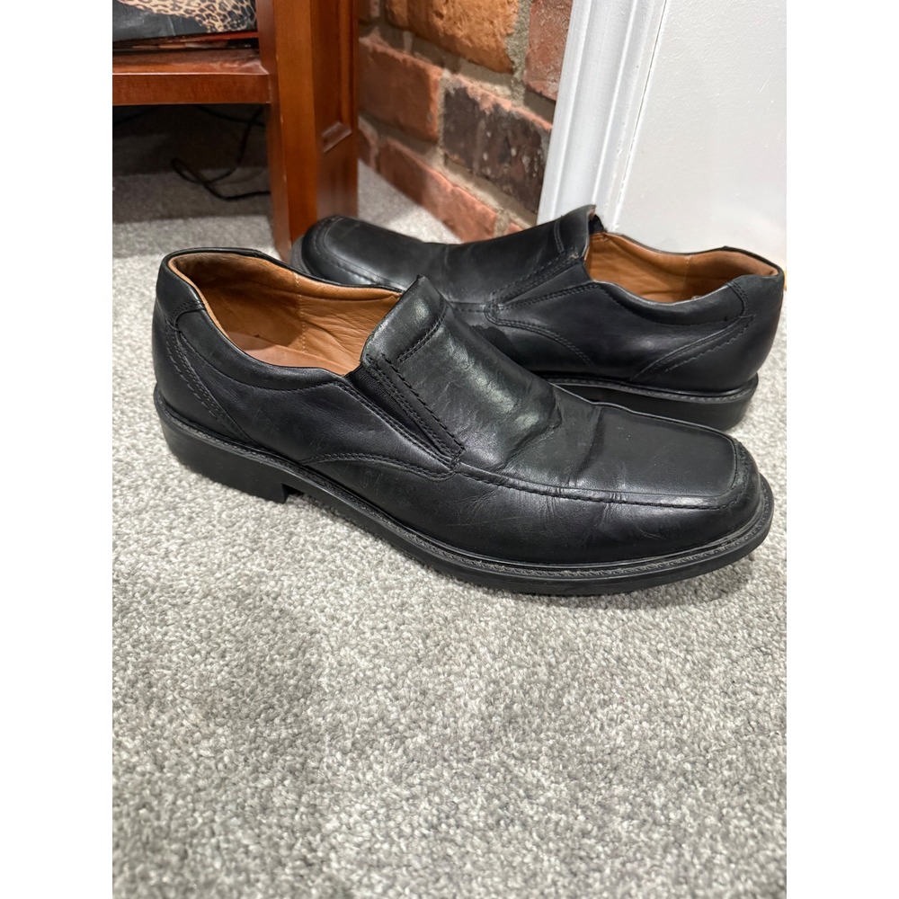 Johnston & Murphy Mens Black Leather Bicycle Toe Slip On Loafers 10M